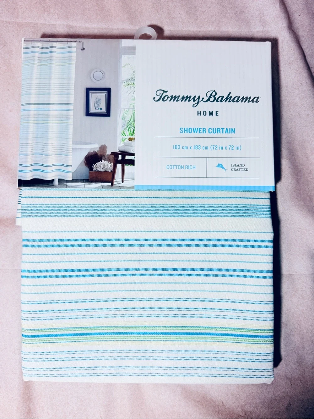 Tommy Bahama Home La Scala Breezer Cotton Shower Curtain, 72